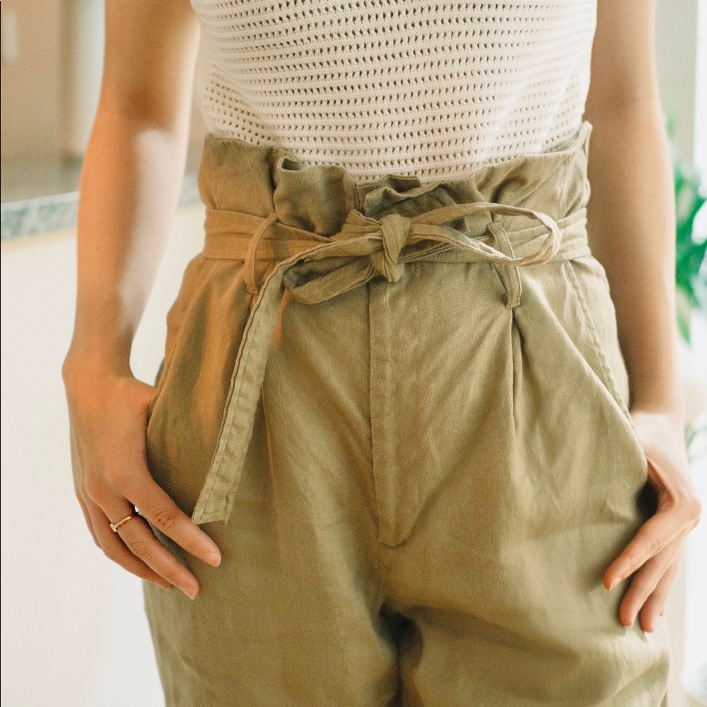 Reformation Linen Paper Bag Pants Sz 2